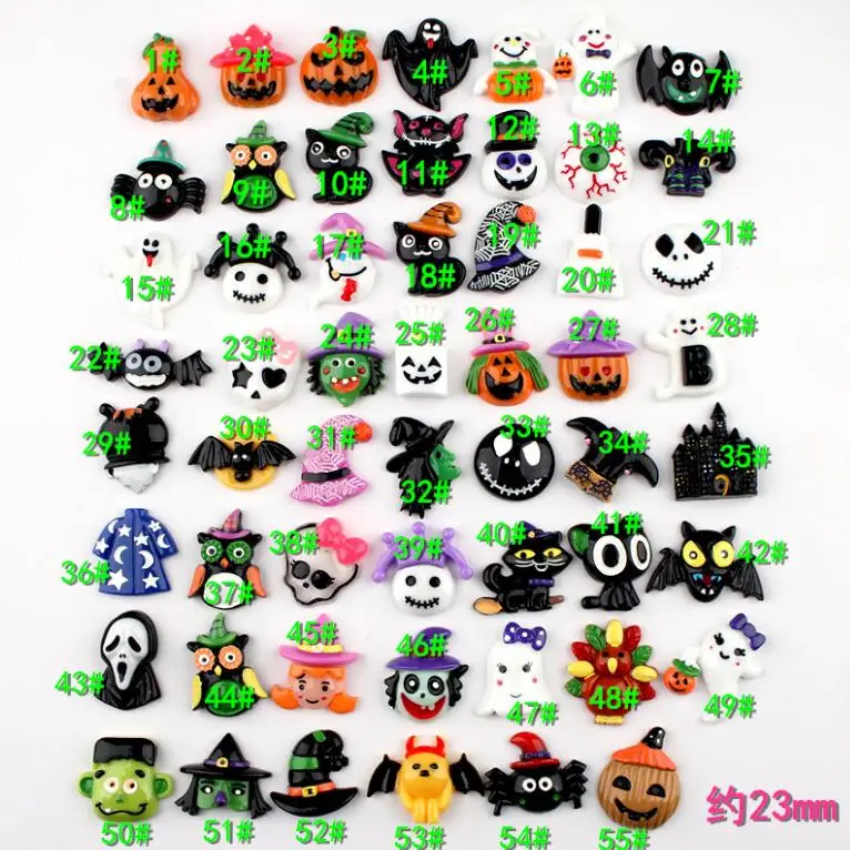 ZQX346 Kids Diy Crafts Epoxy Halloween Resin Charms Resin Charms Flatback For Slime Phone Decoration