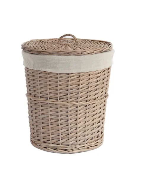 Large Collapsible Folding Dirty Rattan Woven Kids Bamboo Laundry Basket Foldable With Dividers
