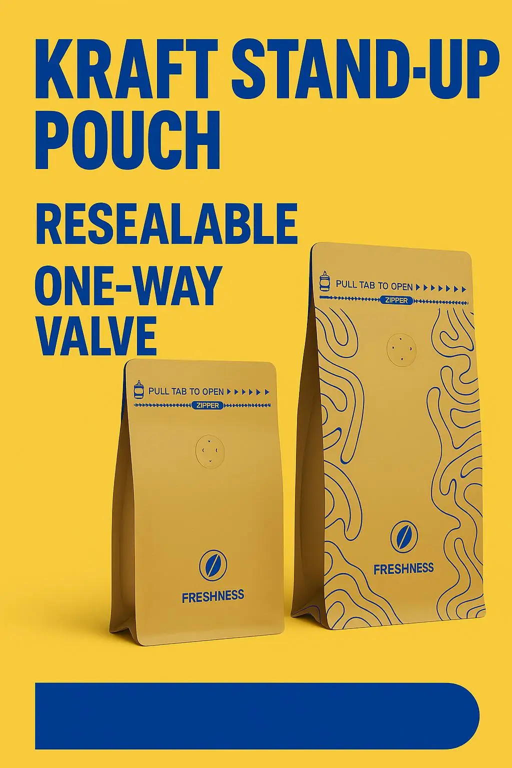 Custom Gravure Printed Recyclable Kraft Paper Stand up Pouch with Degassing Valve and Zipper for Coffee Bean Packaging - detail 3