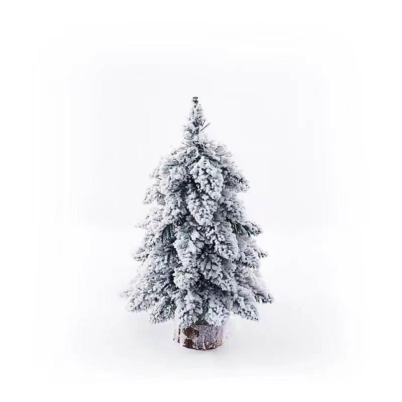 Beautiful 45cm Desktop Decorations Snow Heavy Flocked White Christmas Pine Tree for Merry Christmas manufacture