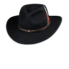 LiHua Custom Made High Quality Wool Felt Cowboy Hat Fedora Hat With Decoration