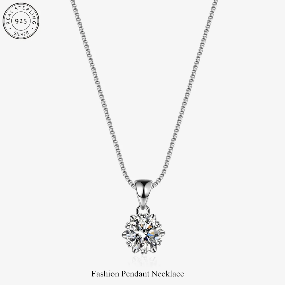 Hot selling dainty crystal minimalist women cubic zirconia pendant 925 sterling silver necklace