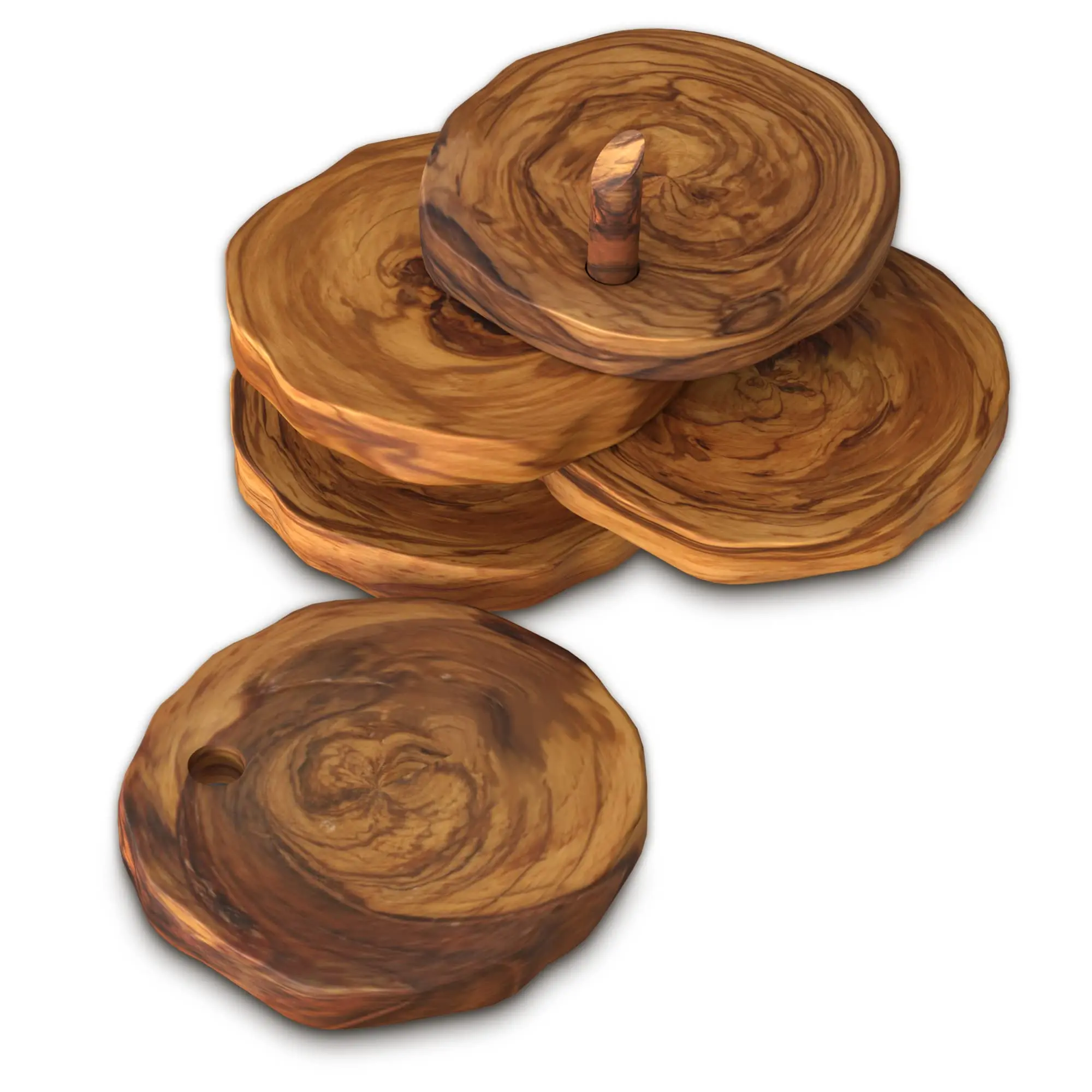 Custom Olive Wood 6pcs Set Coasters for Wooden Table for Office Desk Tabletop Protection Dinning Table