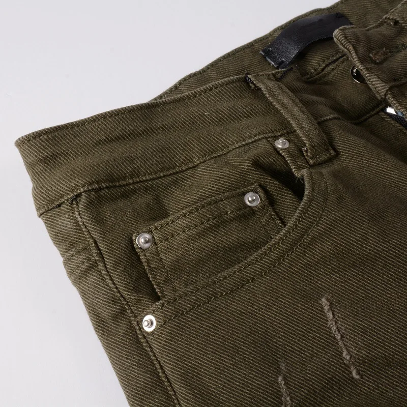 Pantalones Vaqueros Rasgados De Estilo Callejero Para Hombre,Jeans  Elásticos De Talla Grande,Color Verde Militar - Buy High Street Plus Tamaño  Pantalones Vaqueros De Los Hombres,Ejército Verde Arrancó Parche Jeans  Product on Alibaba.com