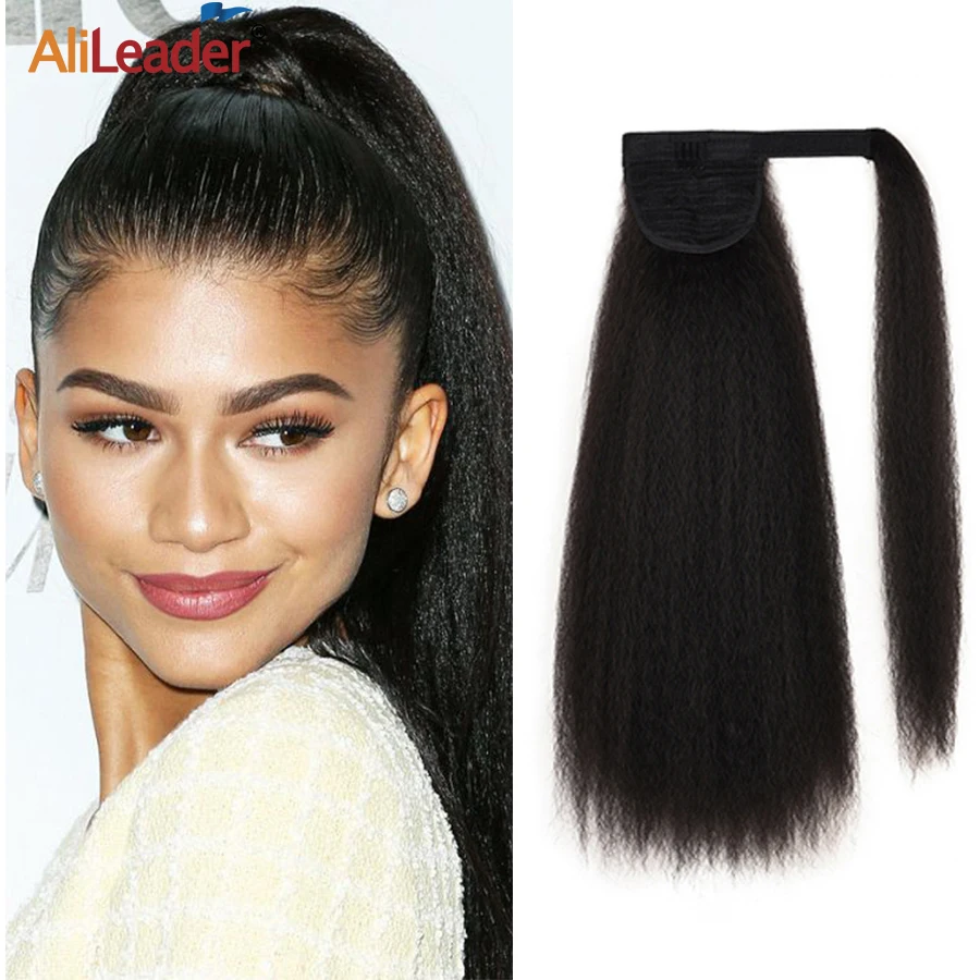 Alileader Afro Kinky Yaki Straight Pony Tails Extension Wrap Around