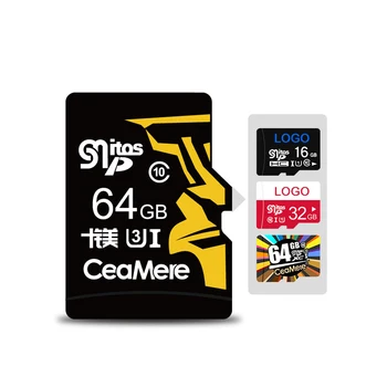 Ceamere Original Factory Price 32GB Memory Card 64GB 8GB 16GB 128GB Micro TF Class10 U3 SD TF Storage Custom Logo Card Memory