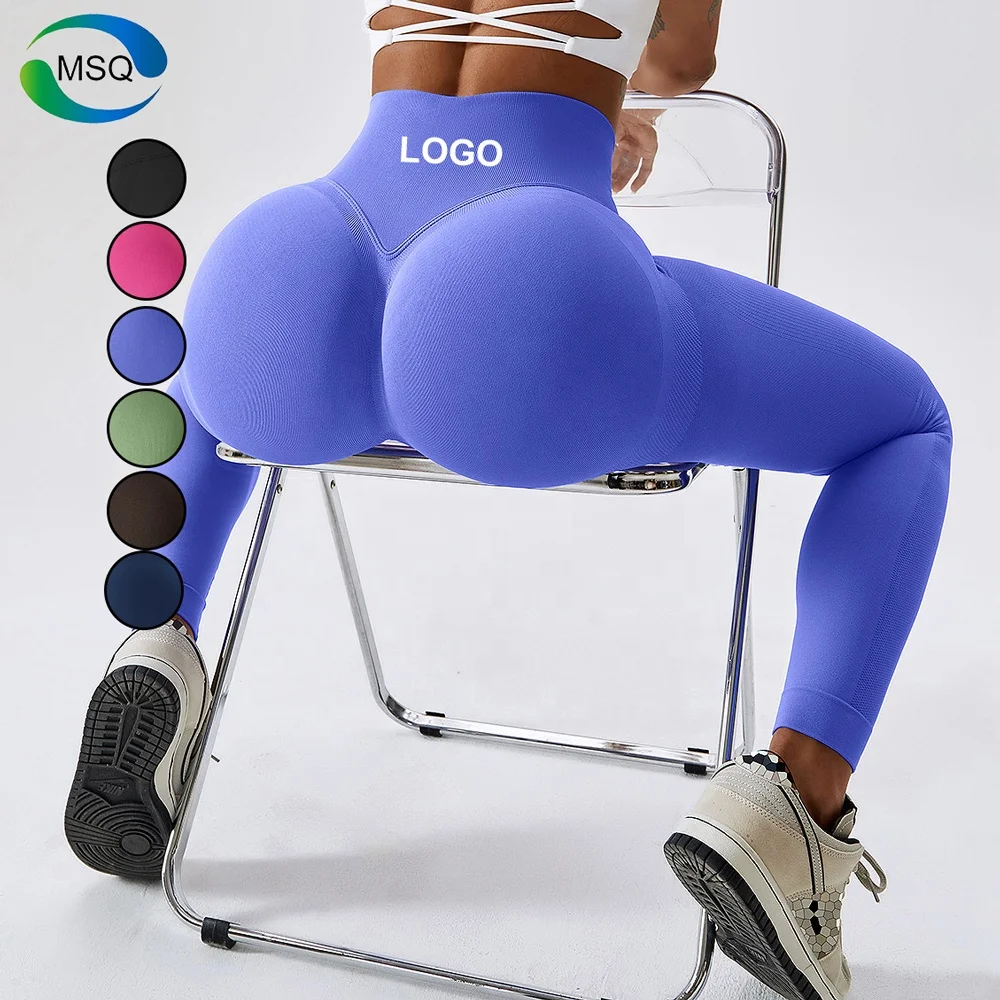 Custom Breathable Smile Soft Booty Knitted Seamless High waist Tummy Control Athletic Gym Scrunch Butt Yoga Womens Leggings