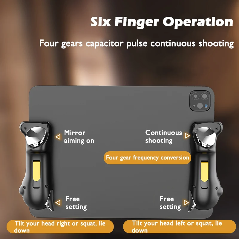 Six Finger For Ipad PU BG Controller Capacitance Adjustable Mobile Game Trigger L1R1 Button Gamepad Joystick Grip Tablet