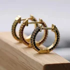 Gold Earring Earrings 18K Gold Circle Shiny CZ Zircon Earring Copper Huggie Earrings For Women