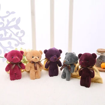 Various Colorful 10cm Plush Toy Mini Teddy Bear Keychain Wholesale Custom Kids Cartoon Stuffed Animal Soft Plush Mini Teddy Bear