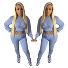 Best Design Customize Logo Solid Color Tight Legged Women Outfit Set 2 Piece Set Hoodie Women Crop Tops Pants Set