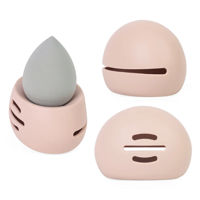 Factory Custom BPA Free Powder Puff Soft Cosmetic Egg Storage Box Make Up Blender Case Silicone Makeup Sponge Holder