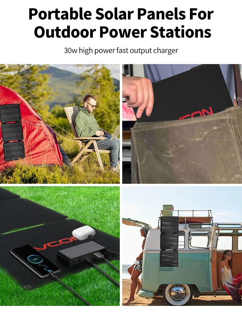 product avcon new design mini folding solar panel portable 30w usb charger new design 200w outdoor power ev charging-5