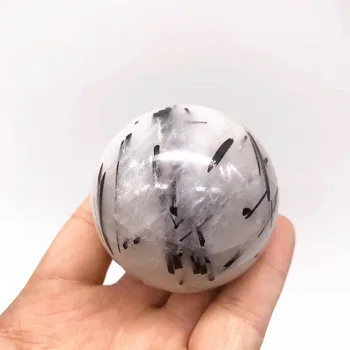 Wholesale Natural stone ball healing crystal Mineral Black tourmaline Quartz Crystal sphere for Feng Shui Decoration