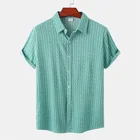 Casual Men Vintage Casual Cotton Linen Wholesale Custom Short Sleeves Summer Shirts Men Printed