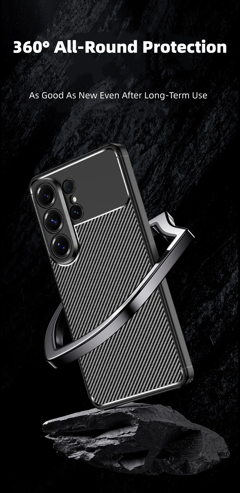 product laudtec premium tpu phone case with soft feel anti fingerprint carbon fiber texture shockproof phone case for samsung s26 ultra-8