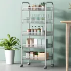 Trolley Storage Trolley Cart 5 Tiers Kitchen Vegetable Trolley Movable Metal Utility Storage Rolling Cart