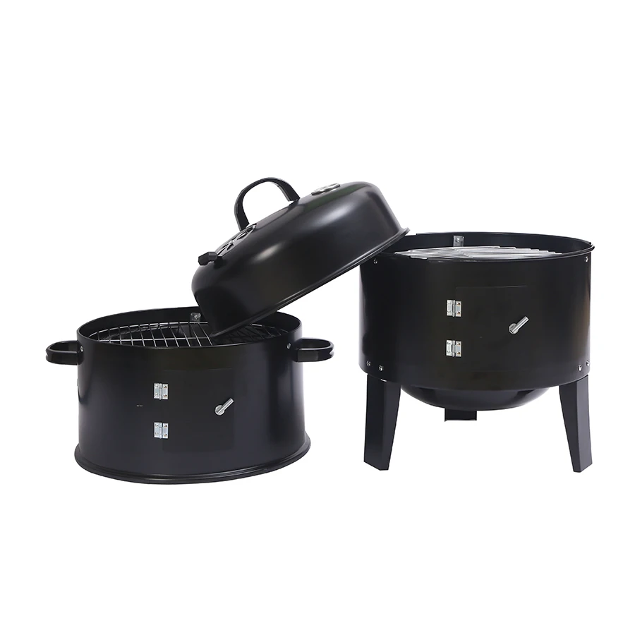 On Sale Vertical Barrel Charcoal Barbecue Grill 3 in 1 Smoker Vertical BBQ Grill manufacture