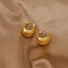Gold Hoop Earrings Hoops Women Chunky 18K Gold Plated Hoop Round Earrings Stainless Steel Hoops