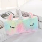 Pencil Case 2020 New Cute Pink Unicorn Plush Pencil Case Bag Girl School Stationery Bag For Pencil