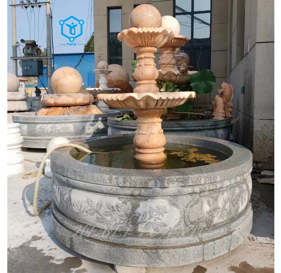 Outdoor Decorative Cast Stone Fountains Large Garden White Natural