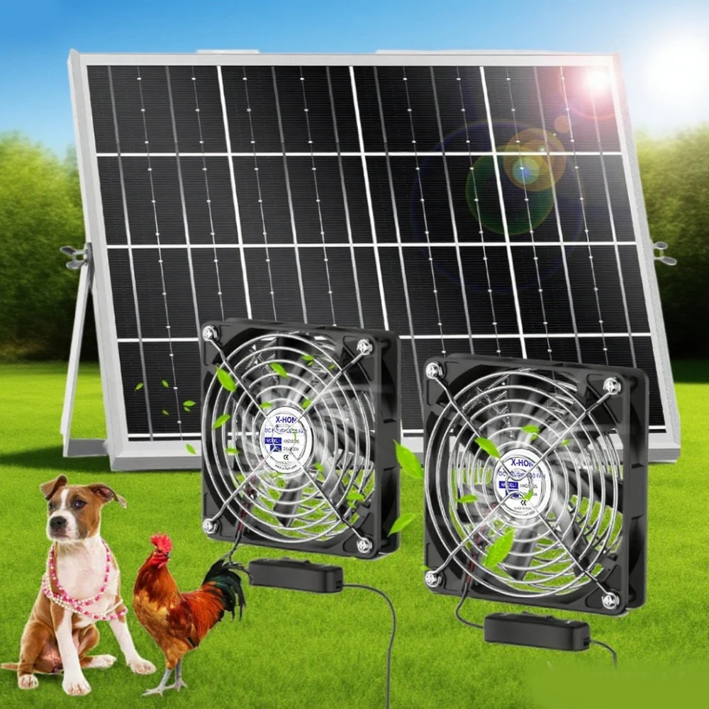 Solar Powered Exhaust Fan, 15W, 10000mAh, 2600RPM, 10ft - detail 2