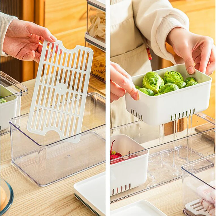 2.3L  freezer food storage container  vegetable fruit storage box with strainer