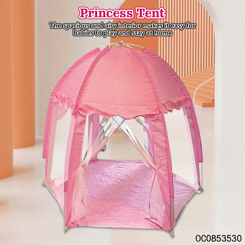 Girls pink pop up a princess castle play tent for children with mosquito net