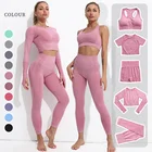 Seamless 2021 HOT Wholesale Full 12 Colors Women Sports Gym Wear Tights And Crop Top 2 Pieces Seamless Women Yoga Set