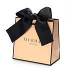 Shopping Bags Elegant Customized Size And Logo Shopping Paper Gift Bags With Ribbon Handles For Jewelry Clothes