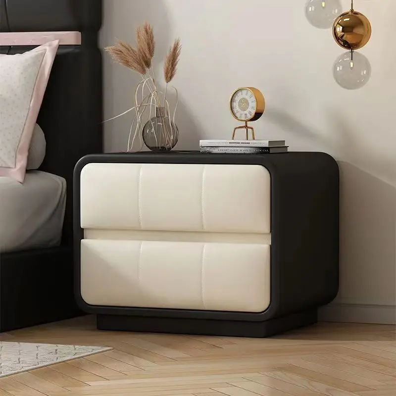 Modern Simple solid wood bedside cabinet soft bag bedside table cream style  bedroom storage cabinet home floor storage cabinet