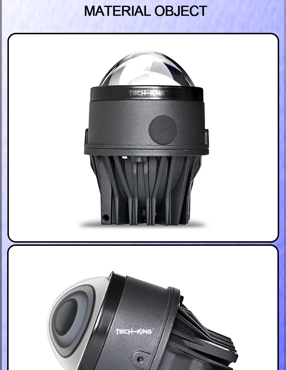 TECH-KING car accessories 3.0inch projector led fog lights for universal cars 12V 6000K 100W High brightness lens fog lamp