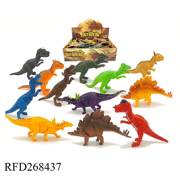 Set of 12 Large Assorted Dinosaur Toys Dinosaurs Figures Thick Plastic For Kids 