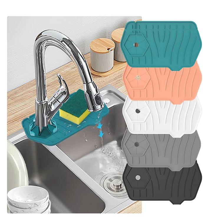 2024 Newest Drip Protector Splash Silicone Dish High Quality Non-slip Silicone Faucet Splash Mat For Kitchen