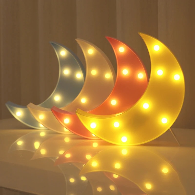Gereton Muslim Ramadan Decorative Lights Eid Moon 3D Night Colorful Light LED Desk Lamp Home Decorative 