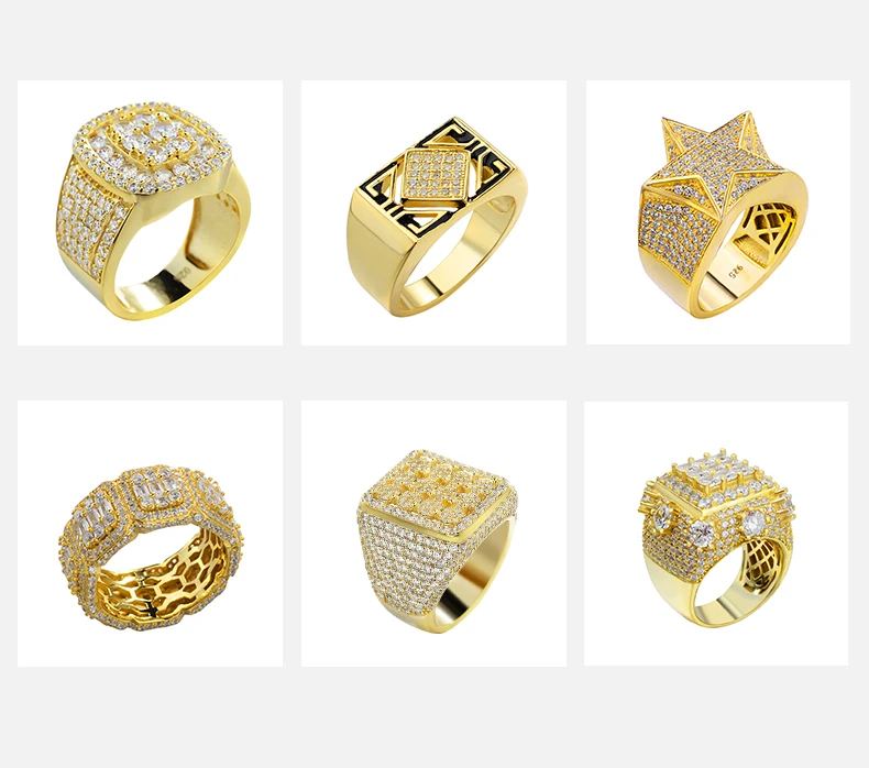 Wholesale Religion 14k Gold Plated Wax Paving Stones Sterling Silver Egyptian King Rings For Men