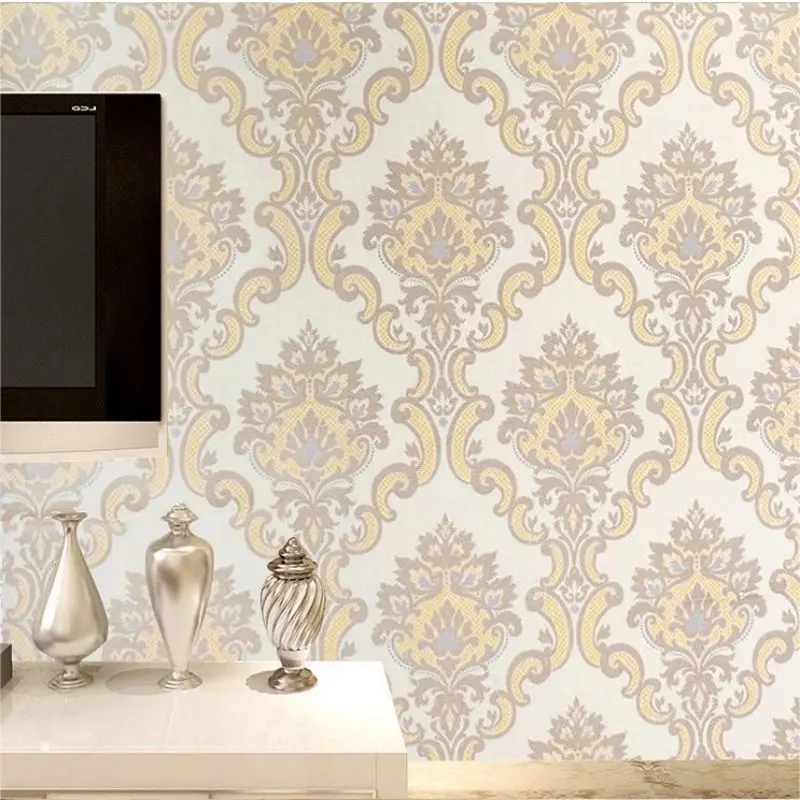 European Style home decor papier peint 3d Self-adhesive Wallpaper Damascus PVC Waterproof Bedroom Dormitory Background Wallpaper