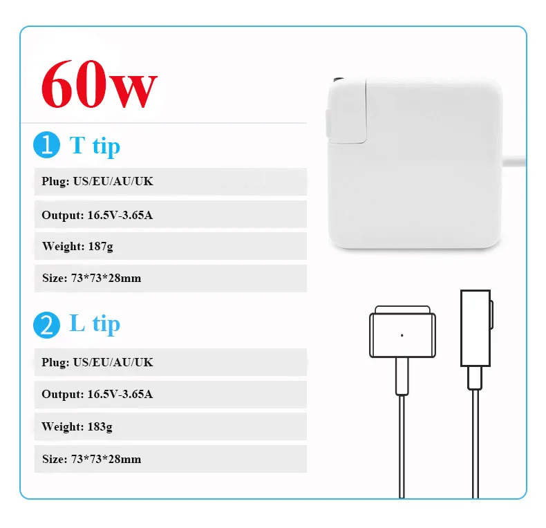 Wholesale Charger 45w 60w 85w L T Tip 30w 61w 87w 96w Type C