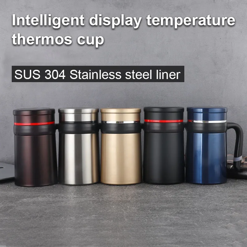 Factory Wholesale Eco-Friendly Double Wall Insulated Coffee Travel Mug Custom Logo Smart Digital Vacuum Bottle