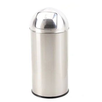 O-Cleaning Stainless Steel Push-Lid Hotel Lobby Trash/Garbage Can,Hospital Waste Bin,Home/Kitchen/Bathroom/Office Wastebasket