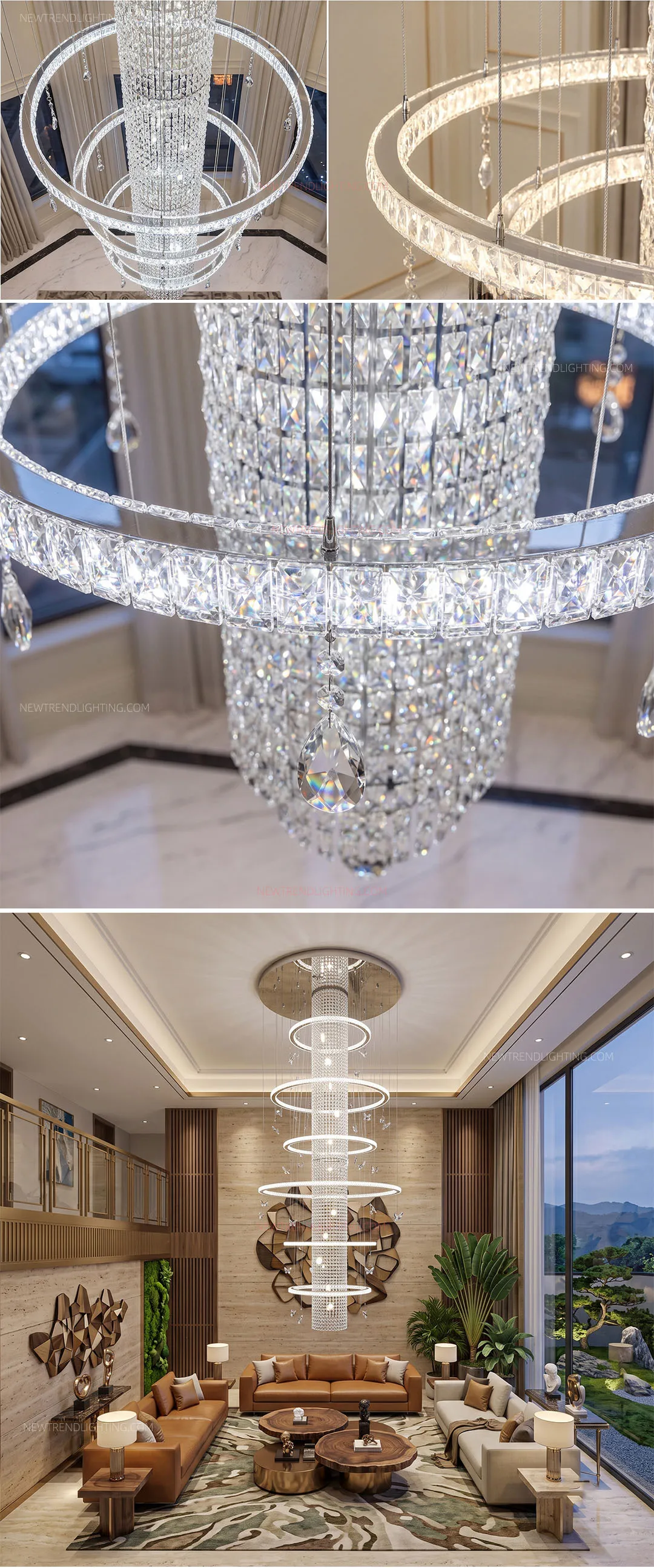 cpl 510 custom free form crystal chandelier luxury architectural led lighting manufacturer for villas foyers-2