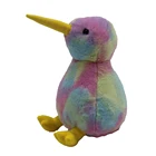 Wholesale 34CM Kiwi Bird Toys Apteryx Bird Soft Stuffed Toys Plush Doll Rainbow Tie Dye Color Gifts For Kids