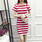 Dress Inclined Shoulder Stripe Dress Slim Sling Belt A Word Collar Fashion Sexy Top Slim T - Shirt Woman