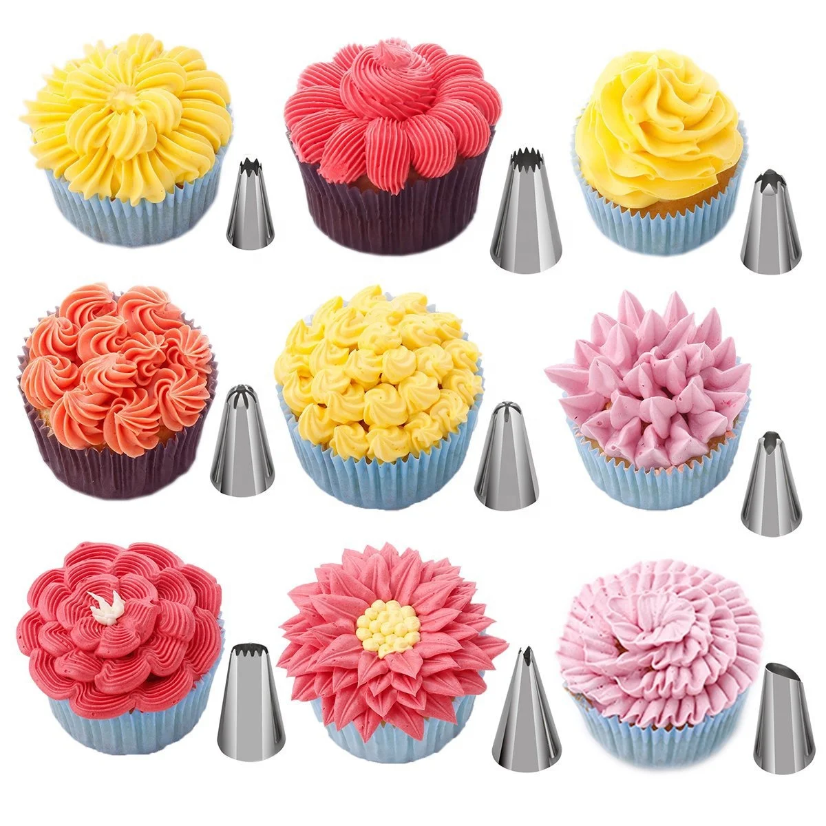 Silicone Kitchen Accessories Icing Piping Cream Pastry Bag 36 Stainless Steel Nozzle Set DIY Cake Decorating Tips Set