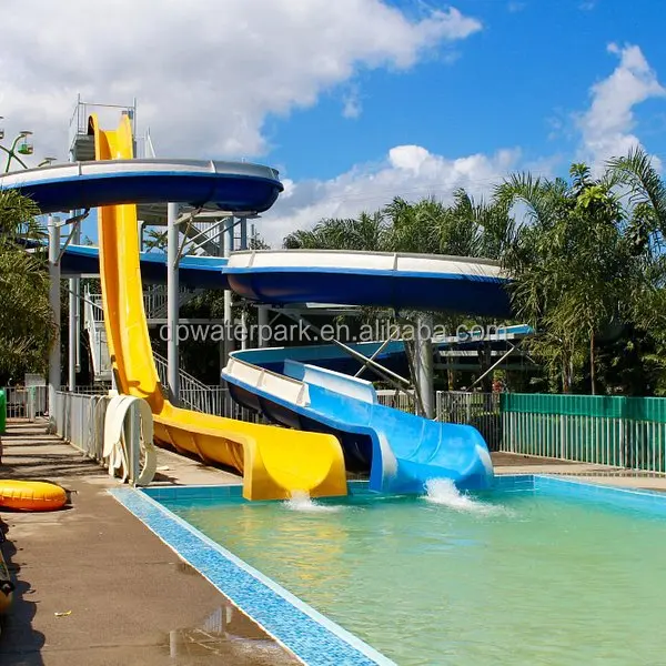 High Speed Racing Fiberglass Water Park Slide with 6-8mm Thickness and Over 10 Years Service Life