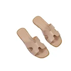 Sandals Flat Sandals 2021 New Women Slide Sandals Summer Beach Non-slip Ladies Flat PU Leather Sandals