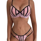 Exotic Pink Underwear Set Sweet Lace Bra And Underwear Set High Waist Underwear Two-piece Set