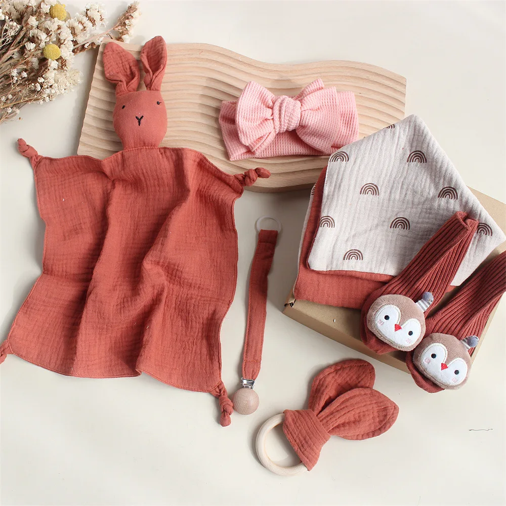 new arrival new born baby gifts set organic cotton Swaddle blanket baby shower gift set