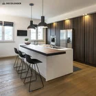 Island Quality Matt Black Kitchen Cabinet With Large Island And Handleless Fronts