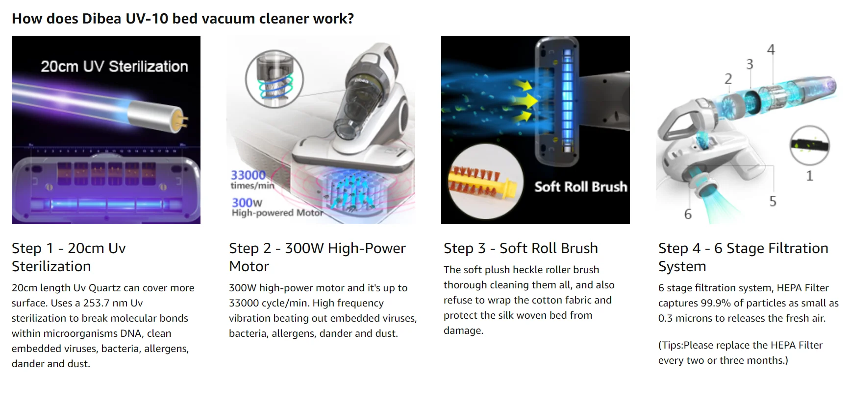 Dibea Uv10 Cyclonic Filtration System With Hepa Filter 20cm Uv Light